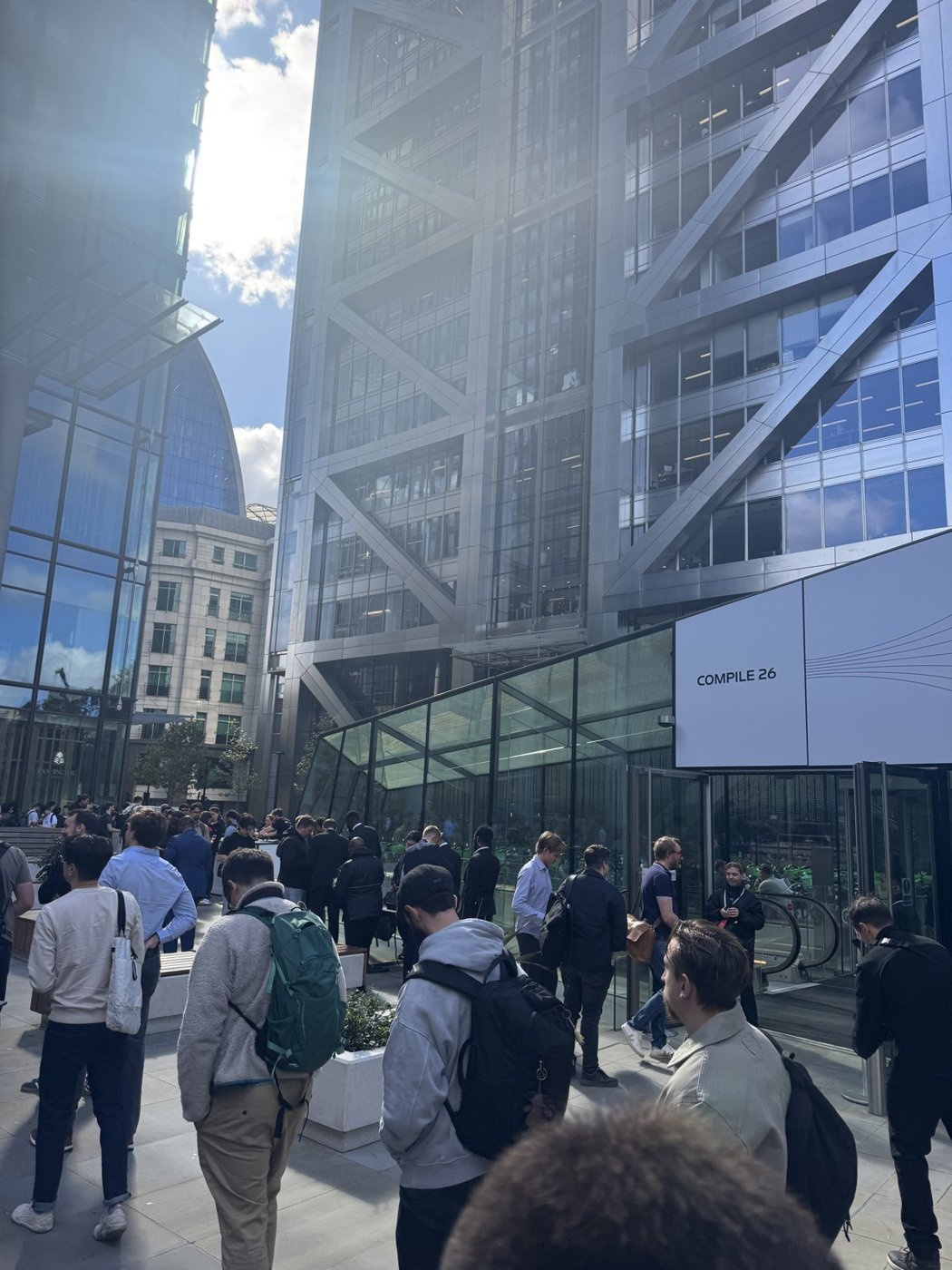 Attendees outside the entrance to Cursor Compile London